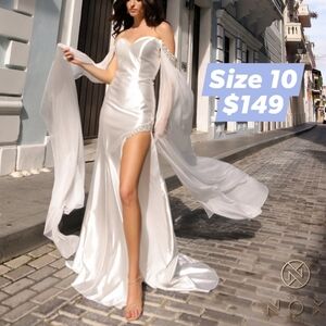 Chic Off-Shoulder Satin Wedding Dress